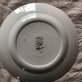 6 assiettes plates Ceranord Saint Amand Beaugency fleurs bords dorés et vert menthe