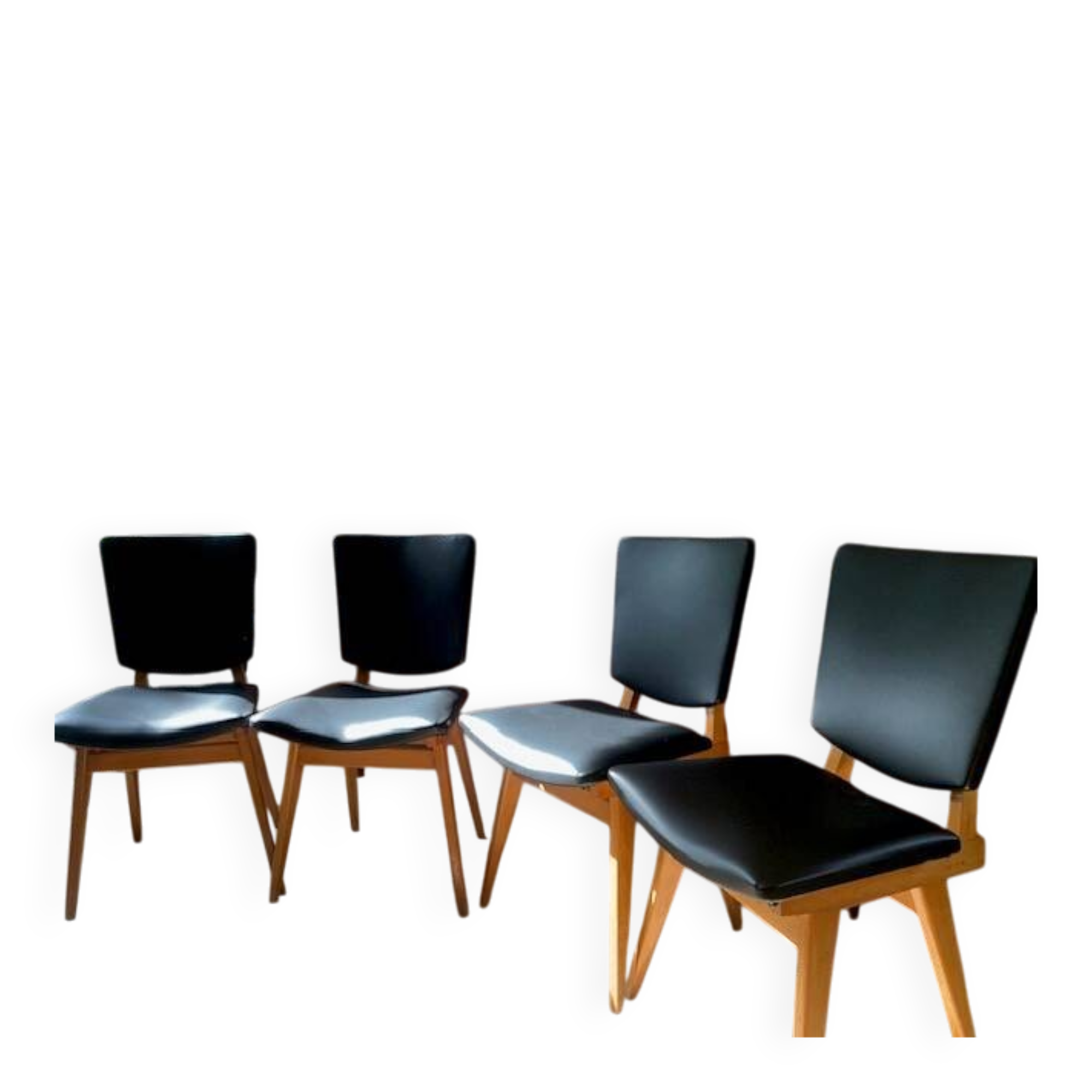 Set of 4 vintage Scandinavian compass chairs from the 70s/80s.