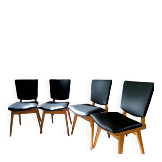 Set of 4 vintage Scandinavian compass chairs from the 70s/80s.