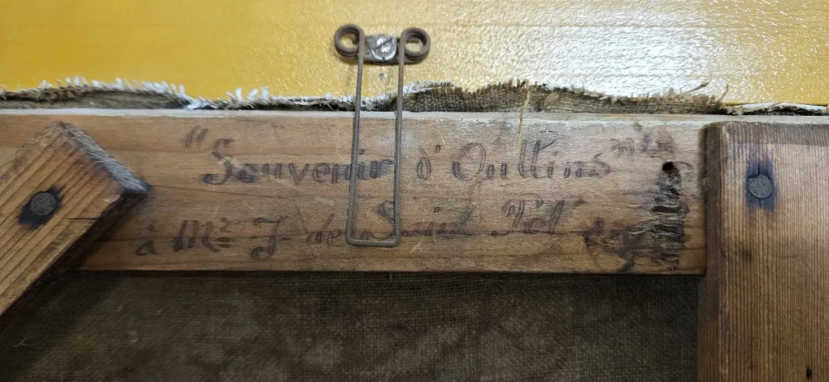 Tableau huile sur toile représentant une scène romantique