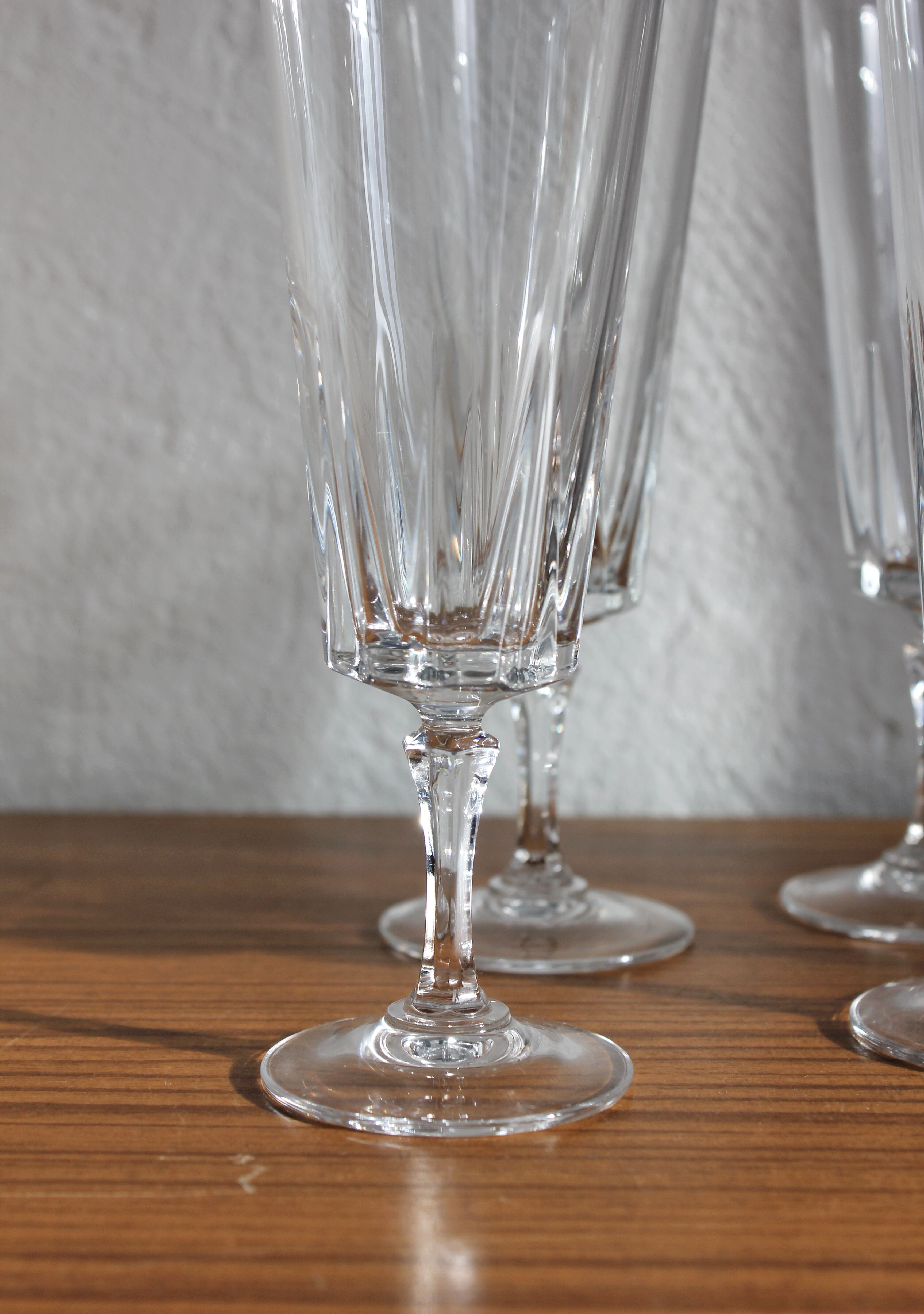 6 flûtes à champagne vintage en cristal d'Arques modèle "Versailles"