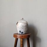 Handmade raku ceramic pot in contemporary Japandi design.