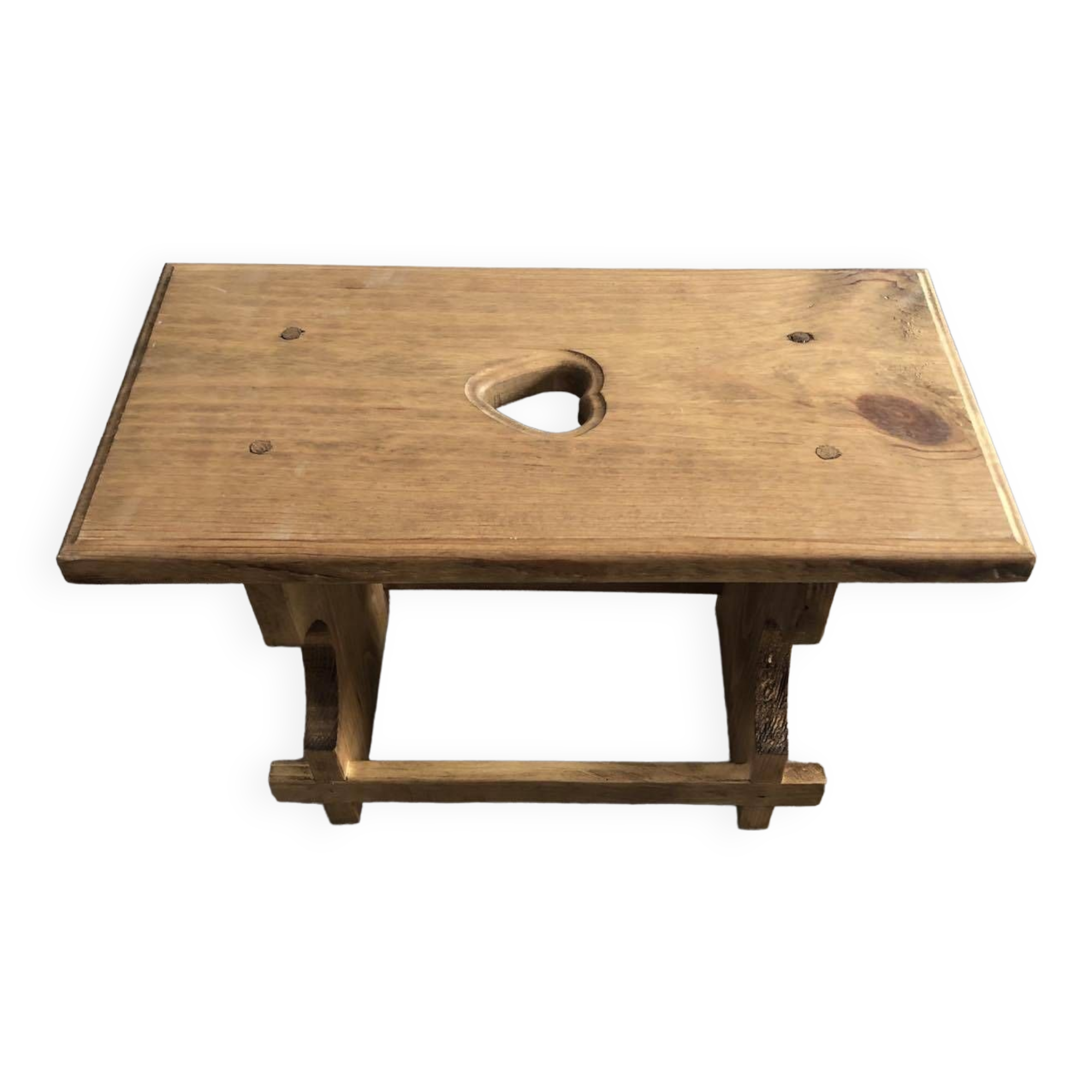 Low rectangular wooden stool