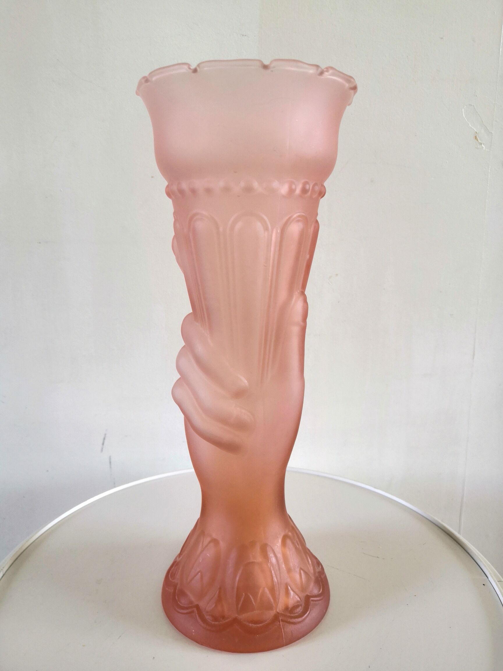 Art Deco pink hand vase
