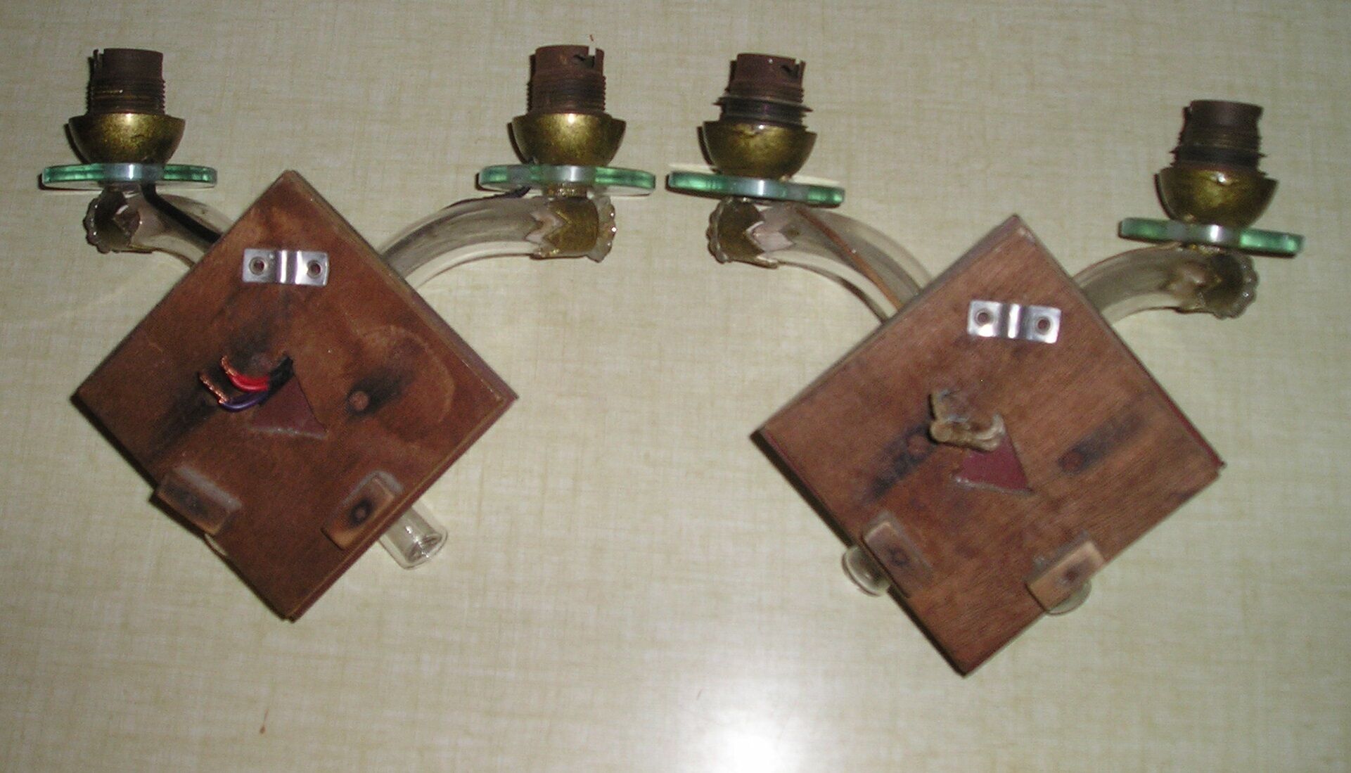 Pair of 1960/70 wall lights with 2 arms in murano glass