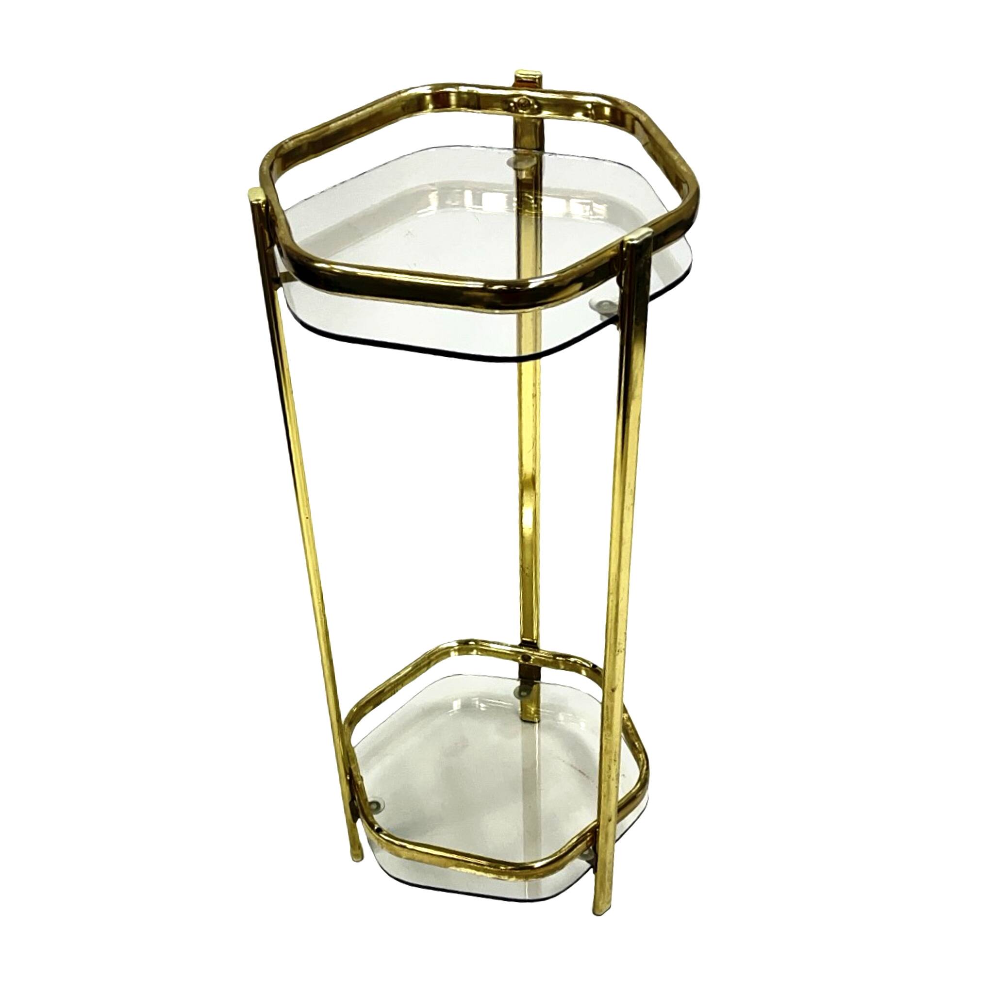Support de fleurs moderne du milieu du siècle en France, années 1970, en laiton et en verre.