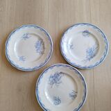 Assiettes plates en faïence de Sarreguemines , Watteau , U & C , années 50