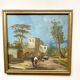 Huile 1950 mise sous verr, cadre bois doré