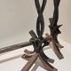 Pair of wrought iron andirons by Raymond Subes vintage