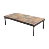 Mid century modernist rectangular coffee table with ceramic tiles top