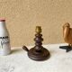 Turned wood lamp base, French craftsmanship, vintage art deco, minimalist, 40s/50s