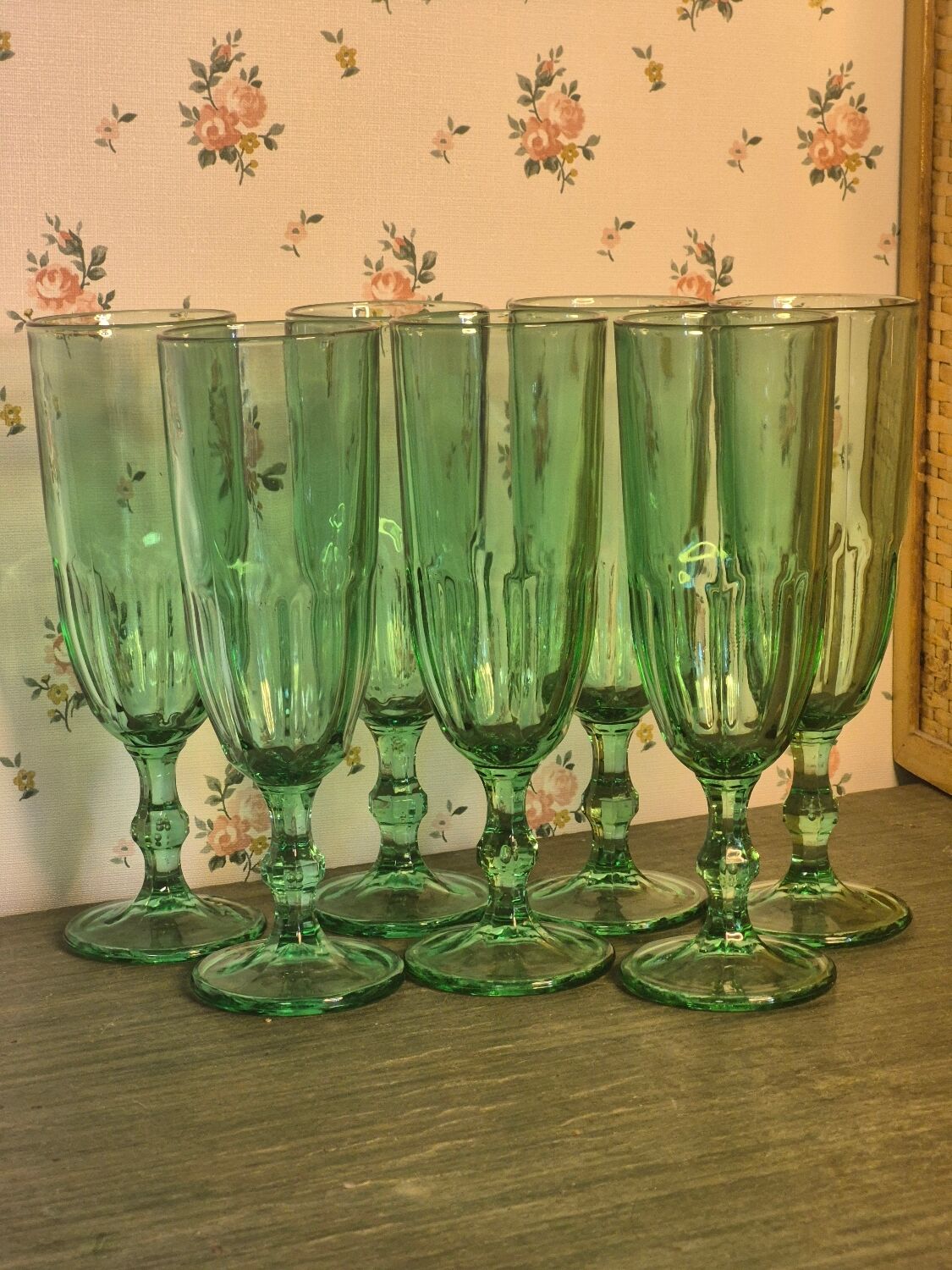 Transparent green flutes