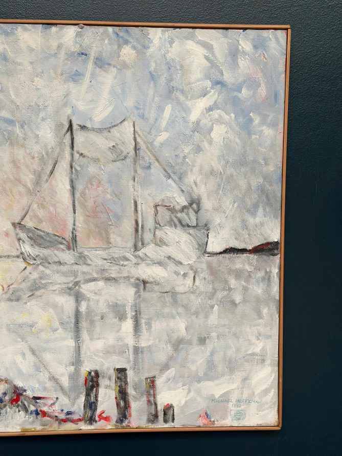 Huile sur toile suédoise – « Silhouette du bateau » par Michael Hertzman