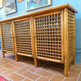 Sideboard in rattan and glass 1970