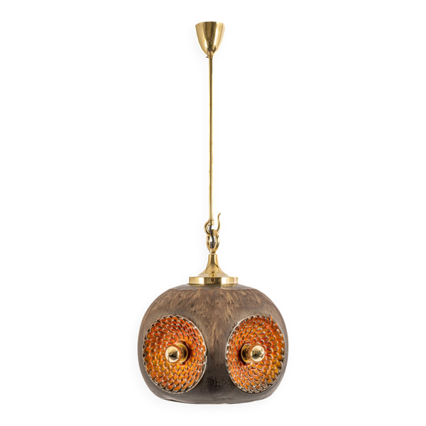 Suspension en céramique marron et orange Sputnik, Allemagne, années 1970
