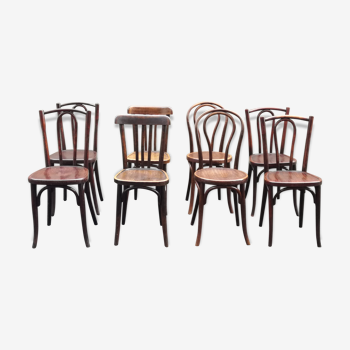 Série de 8 chaises bistrot vintage
