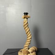 Midcentury French brutalist rope table lamp in the style of Audoux & Minet