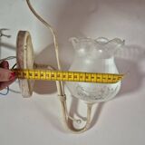 Luminaire applique vintage metal effet vieilli globe en verre avec dessins fleurs