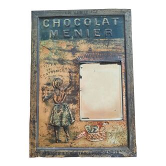Old sheet metal plate "Miroir Chocolat Menier" Firmin Bouisset 1910