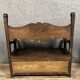 Italian Renaissance style solid wood chest bench decorated with grimacing masks