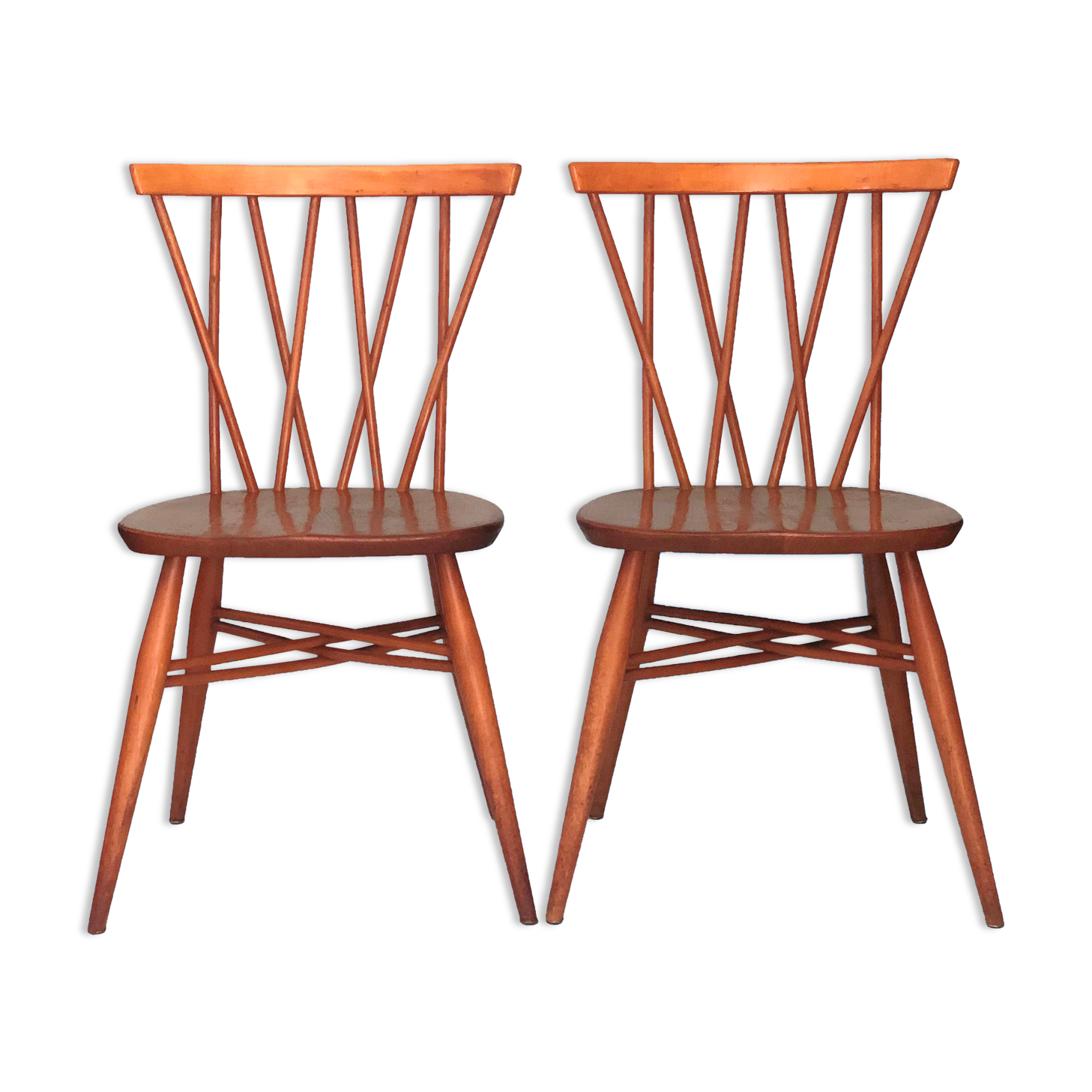 Set of 2 candlestick chairs by Lucian Ercolani for Ercol