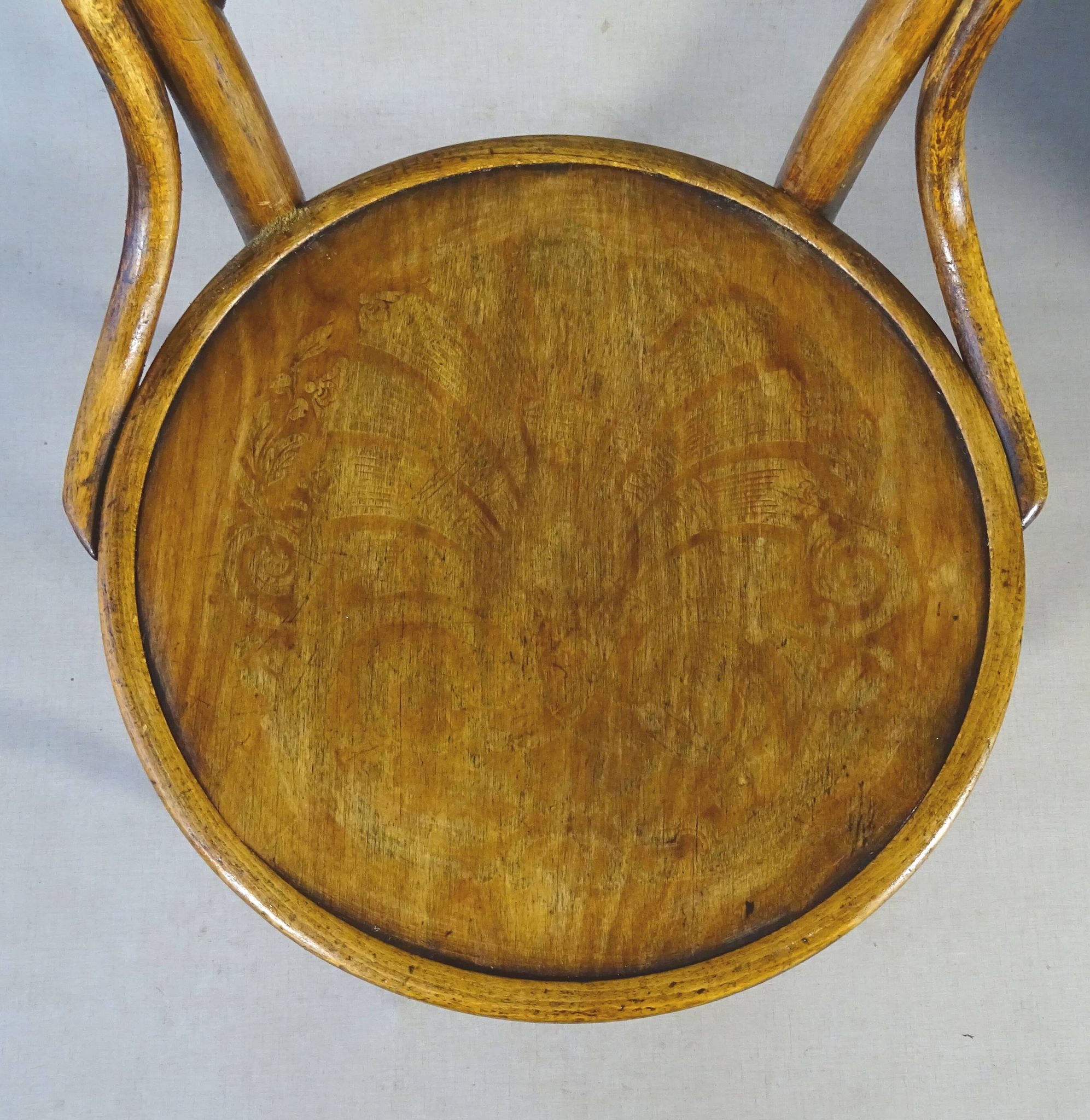 Two chairs No. 14, circa 1890 by Fuchs and Freud Bielitz, original patina