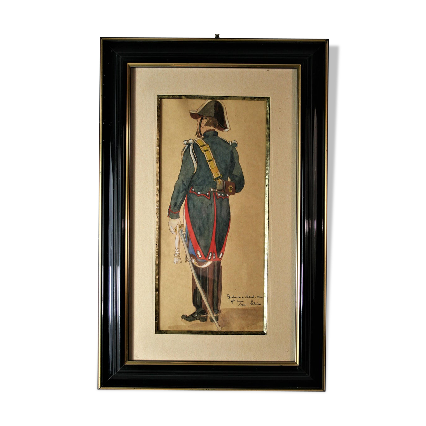 After Lalaisse, "gendarme on horseback", watercolor, twentieth century