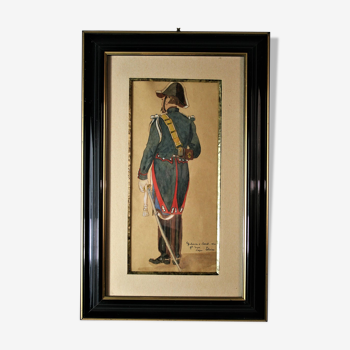After Lalaisse, "gendarme on horseback", watercolor, twentieth century