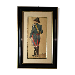 Gendarme à cheval , aquarelle,