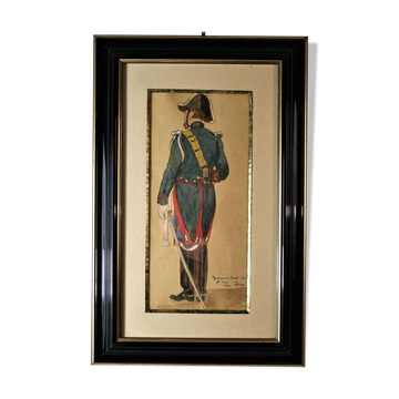 After Lalaisse, "gendarme on horseback", watercolor, twentieth century