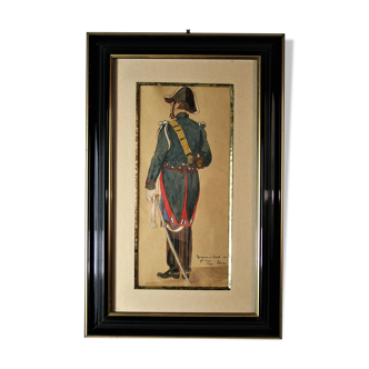 After Lalaisse, "gendarme on horseback", watercolor, twentieth century