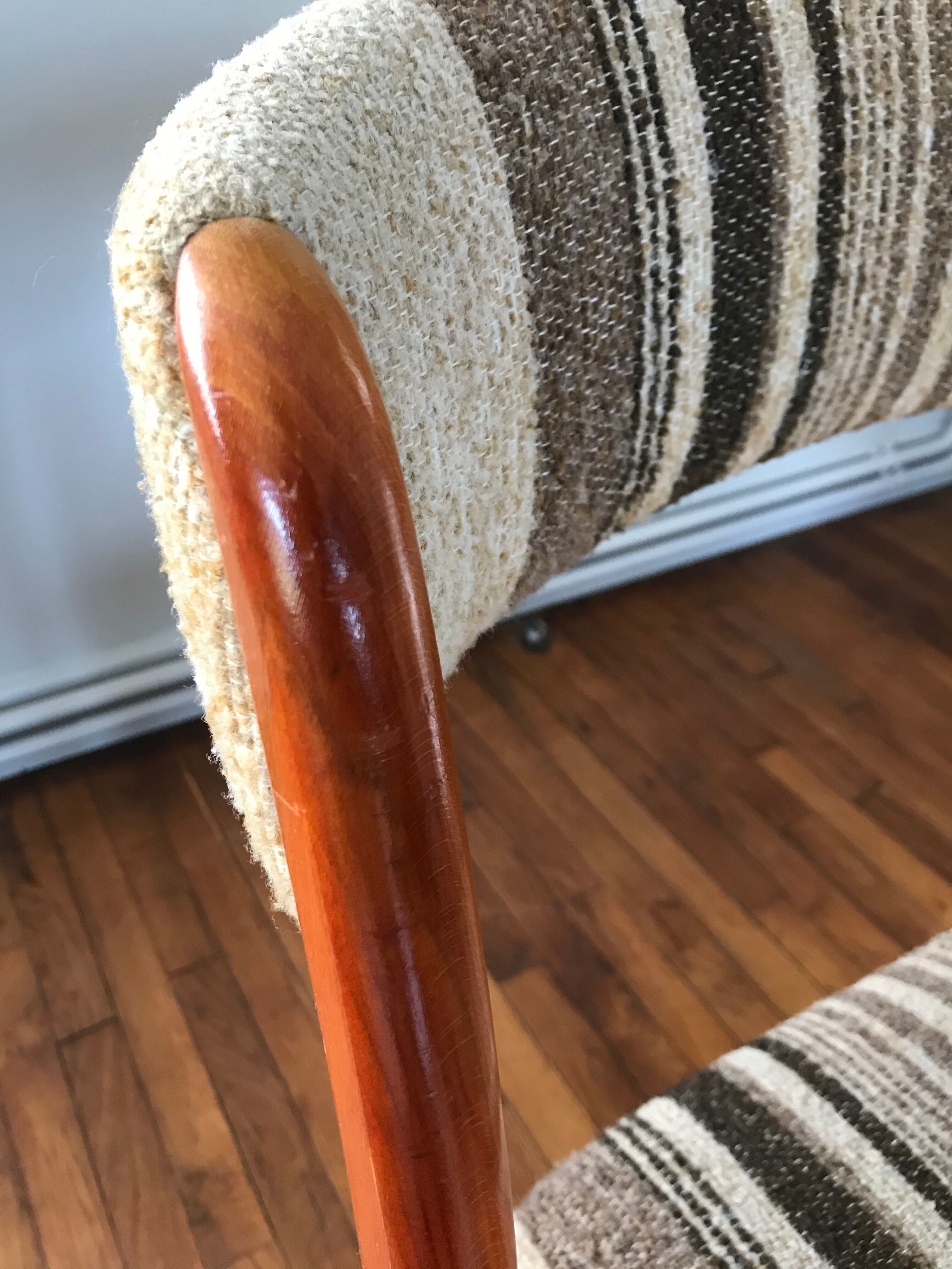 Wooden chair and woolly fabric
