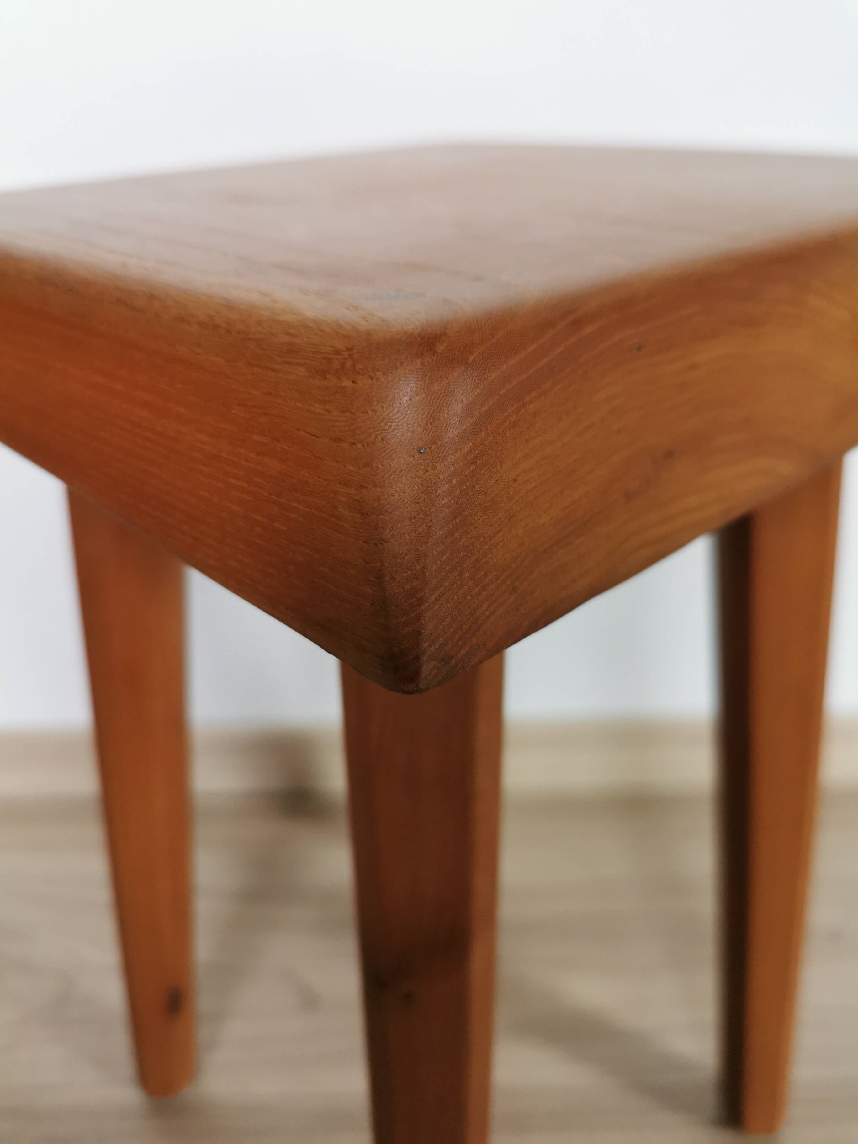 Vintage elm wood stool S01 design by Pierre Chapo 1960