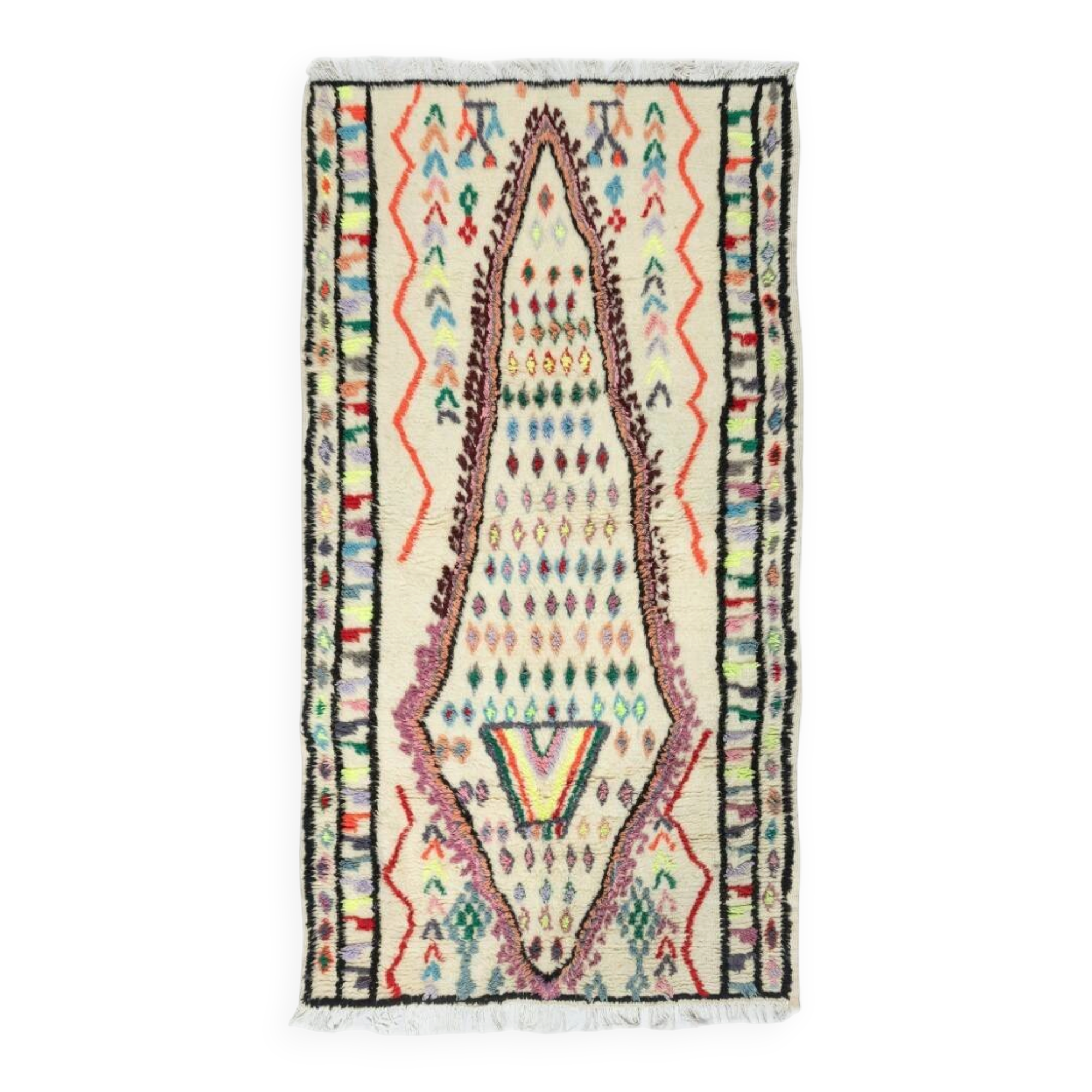 Tapis Tulu turc vintage unique, 100 % laine, noué à la main.
