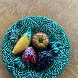 Collector's plate, slurry, fruit, vintage glazed ceramic