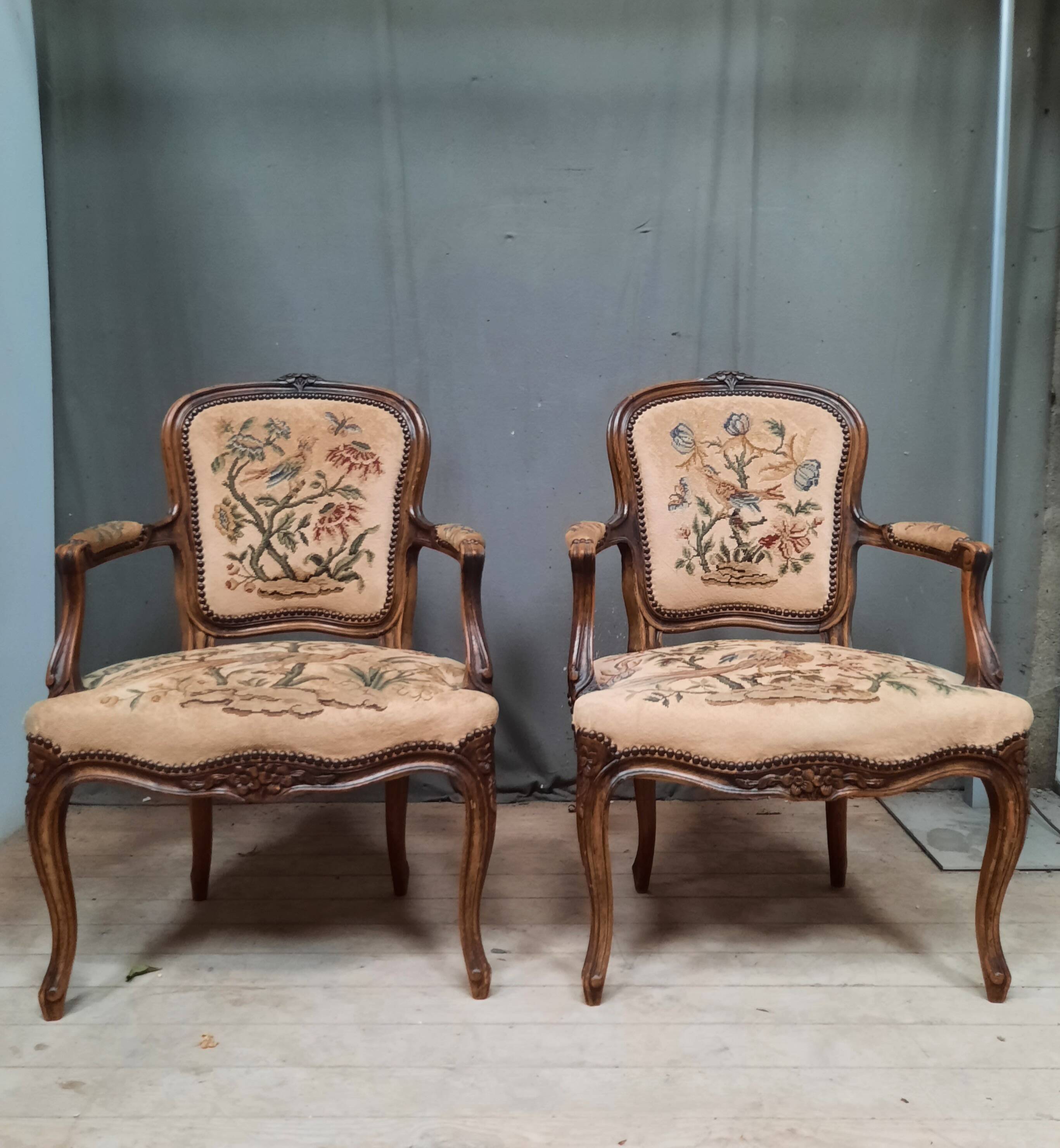 Pair of Louis XV style canriolet