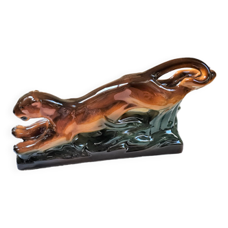 Sainte-Radegonde. Art Deco panther in glazed ceramic