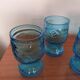Set of four blue glasses with fruit decoration – 1970s