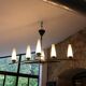 Mid-Century 6-Light Chandelier - Opaline and Brass