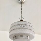 Hanging lamp speckled glass and chrome 1950