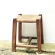 Wooden stool with straw seat, 1970s
