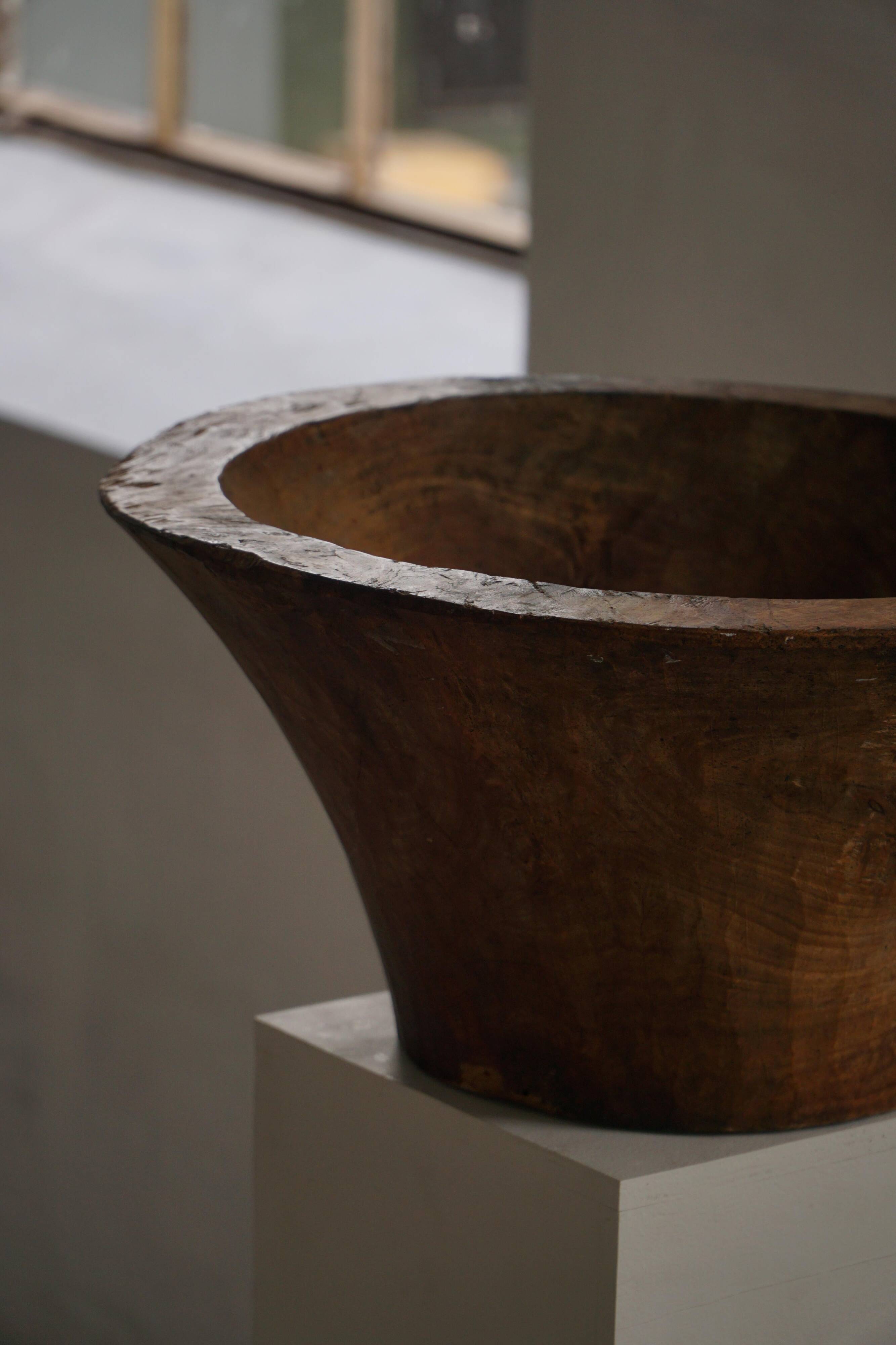 Large hand-carved African wooden bowl, mid-20th century.