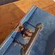 Set of 3 old cardboard suitcases