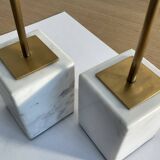 Pair of brass and marble bookends