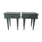 Pair of vintage green bedsides