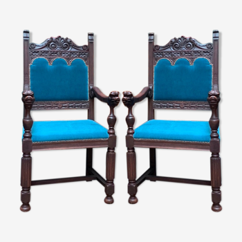 Paire de fauteuils de style Renaissance