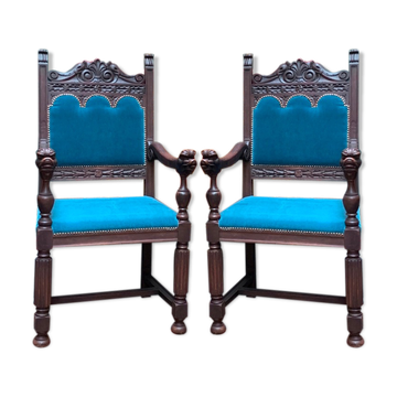 Paire de fauteuils de style Renaissance