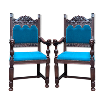 Pair of Renaissance-style armchairs