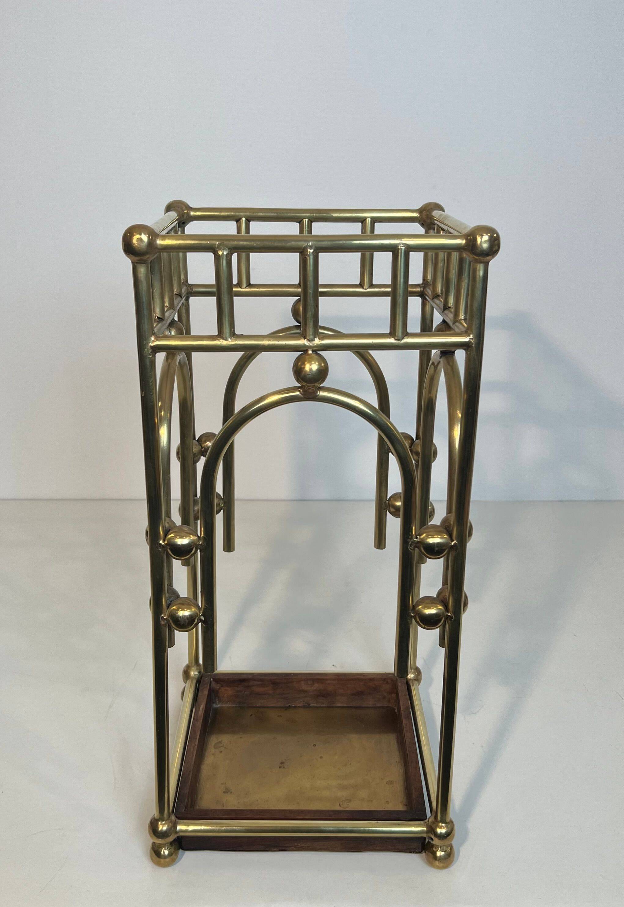 Modernist brass umbrella stand in the style of Joseph Hoffmann