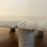 Table basse carrée en travertin, Angelo Mangiarotti, Italy, 1970s
